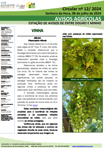 AVISOS AGR&Iacute;COLAS - ESTA&Ccedil;&Atilde;O DE AVISOS DE ENTRE DOURO E MINHO