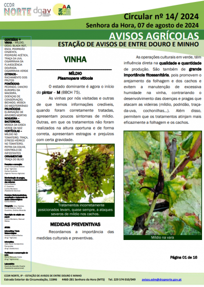 AVISOS AGR&Iacute;COLAS - ESTA&Ccedil;&Atilde;O DE AVISOS DE ENTRE DOURO E MINHO