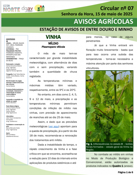 AVISOS AGR&Iacute;COLAS - ESTA&Ccedil;&Atilde;O DE AVISOS DE ENTRE DOURO E MINHO