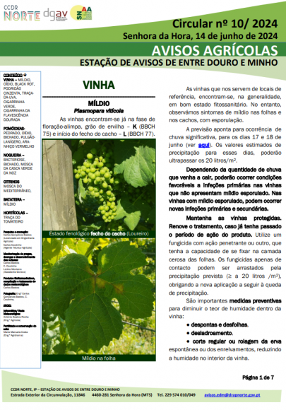 AVISOS AGR&Iacute;COLAS - ESTA&Ccedil;&Atilde;O DE AVISOS DE ENTRE DOURO E MINHO