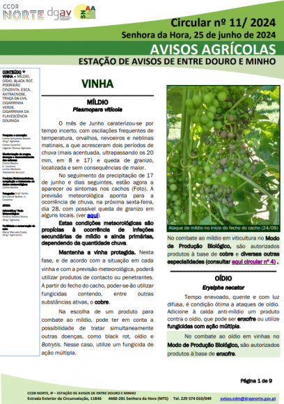 AVISOS AGR&Iacute;COLAS - ESTA&Ccedil;&Atilde;O DE AVISOS DE ENTRE DOURO E MINHO